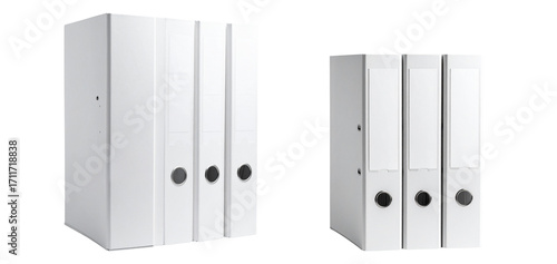 White business binders on transparent PNG background ideal for office organization and document storage
