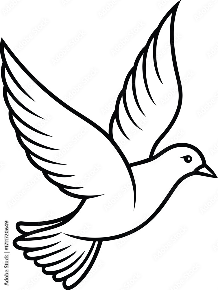 Obraz premium A beautiful dove of peace vector illustration with outstretched wings in a graceful flight