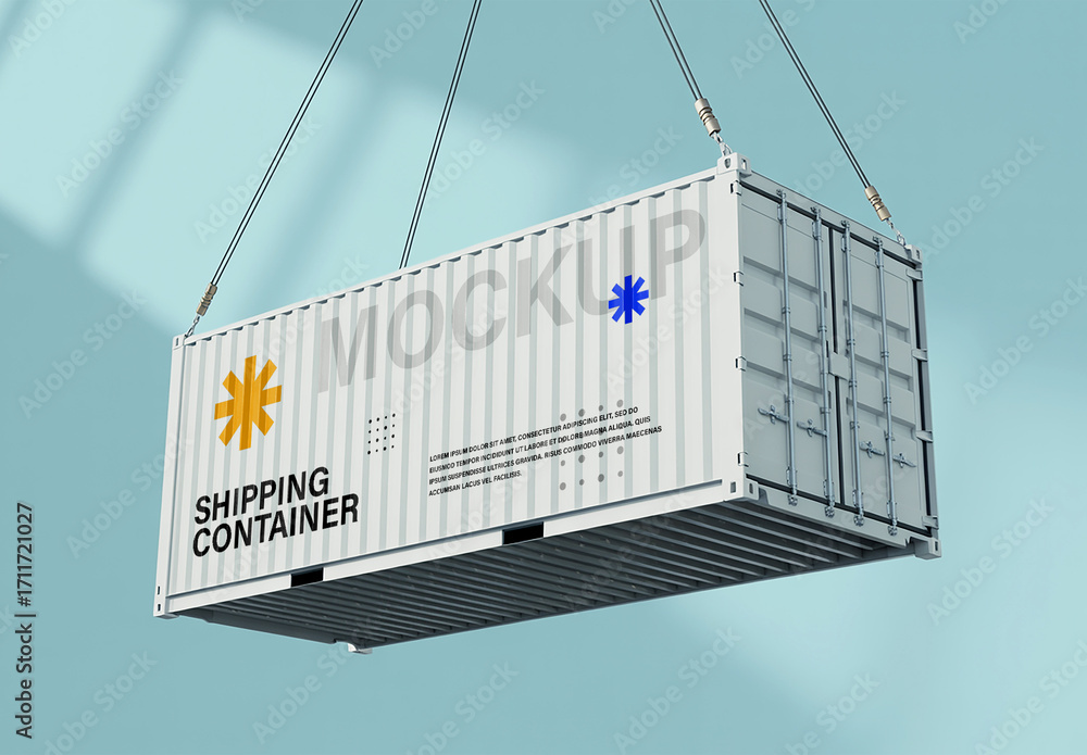 Realistic Industrial Shipping Container Mockup Template Stock Template ...