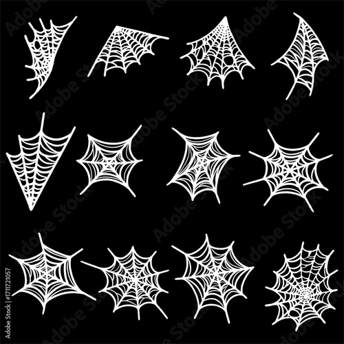 Vector Halloween Spider Web Set Illustration