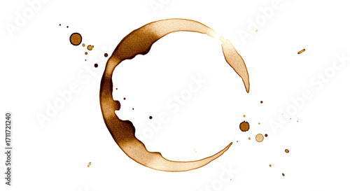 Coffee Ring Stain on White Background 2.