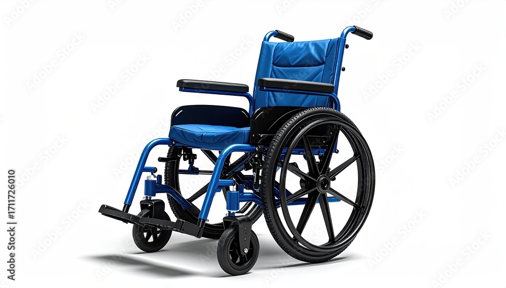 Fototapeta premium Blue wheelchair, isolated on white (2)