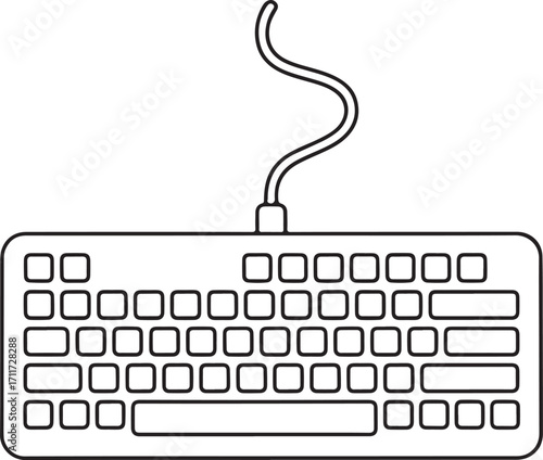 Simple line drawing of a computer keyboard and cable