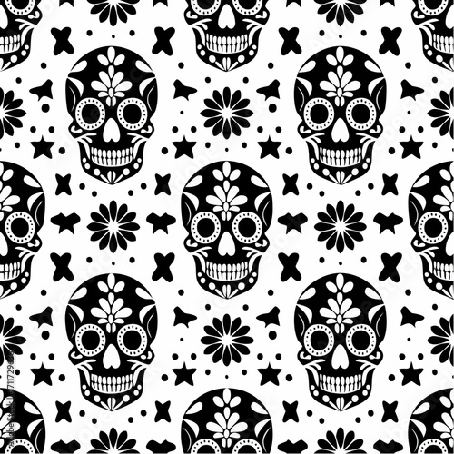 Horror Skull Pattern Vector Design for Halloween Festival Projects