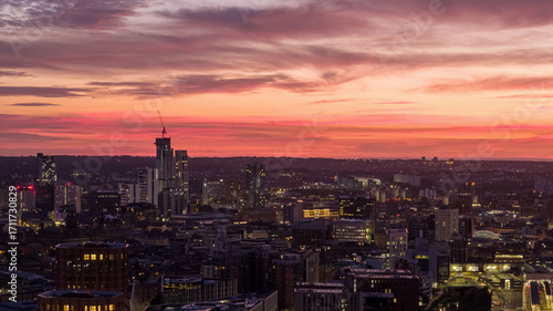 Spectacular Sunrise Over Leeds City Skyline