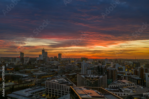 Spectacular Sunrise Over Leeds City Skyline