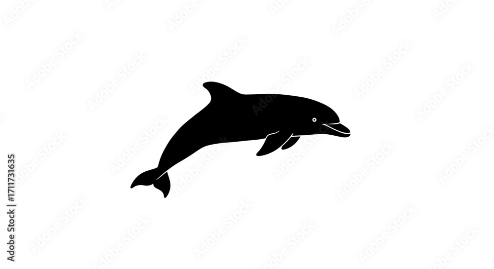 Fototapeta premium Majestic black dolphin jumping gracefully in the water aquatic mammal