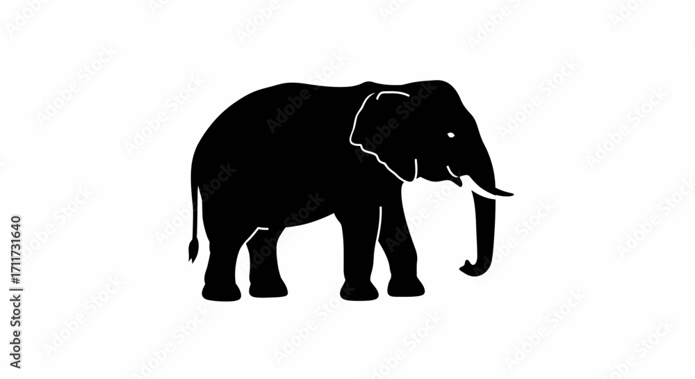 Fototapeta premium Majestic silhouette of an african elephant standing proudly in profile