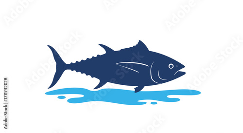 Vibrant blue tuna fish swimming through ocean waves artistic render