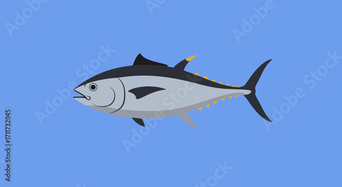 Majestic tuna fish swimming in bright blue ocean waters underwater scene