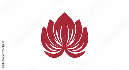 Elegant crimson lotus flower emblem symbolizing purity beauty and spiritual growth