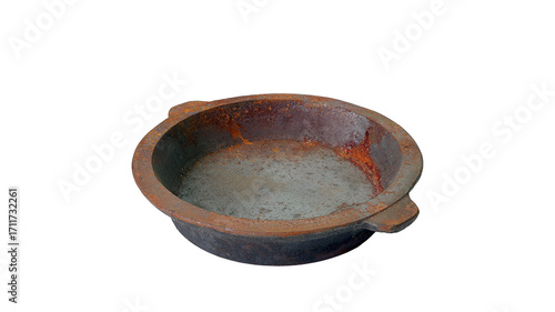 Old Rusty Cast Iron Pan Isolated on White