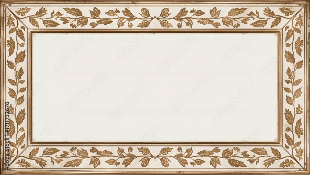 Obraz premium Elegant rustic frame with a natural braided wood border on a clean, light background. Simple and minimalist farmhouse or country style design template for announcements, stationery, or quotes with cop