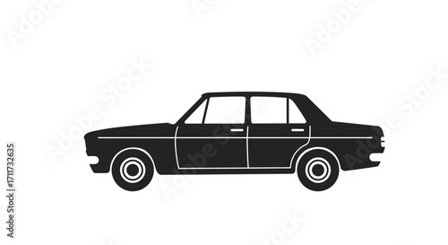 Classic black sedan silhouette side view transportation automotive object