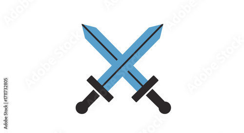 Two crossed blue swords symbolizing combat battle conflict or tournament victory