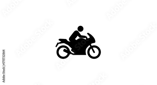 Silhouette of a rider on a sport motorcycle in motion graphic icon