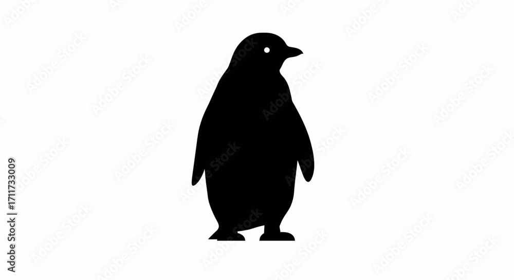 Fototapeta premium Charming black penguin silhouette standing tall against a clean white canvas