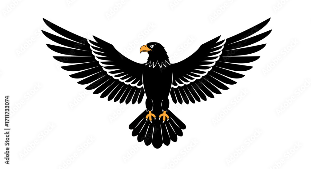 Fototapeta premium Majestic black eagle spreading wings symbol of power freedom and strength
