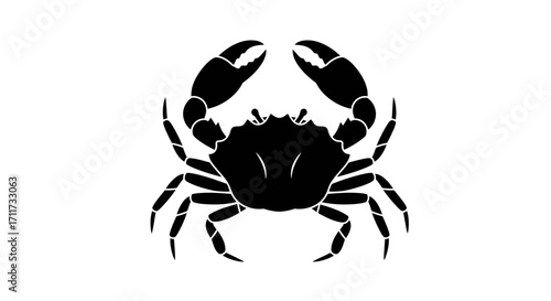 Dramatic silhouette of a fierce crab with raised claws ready for action
