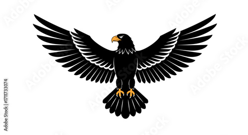 Majestic black eagle spreading wings symbol of power freedom and strength