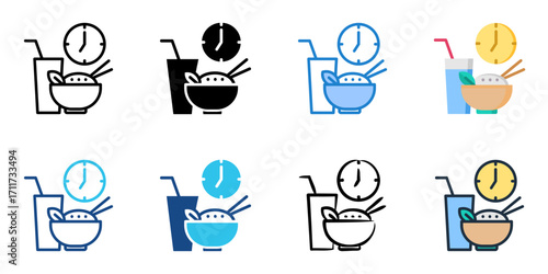 Balanced Breakfast icon set multiple style collection 
