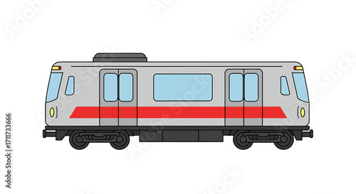Modern Subway Train Design with Sleek Lines and Red Accents