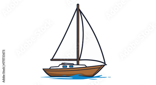Sailing boat design A minimalist illustration of a sailboat on the water for creative projects and graphic design