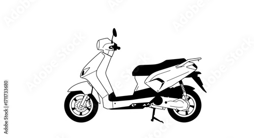 Clean line art electric scooter design, a minimalist vector illustration depicting urban transport and sustainable mobility solutions