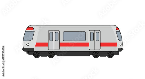Modern Subway Train Design Illustration with Red Stripes