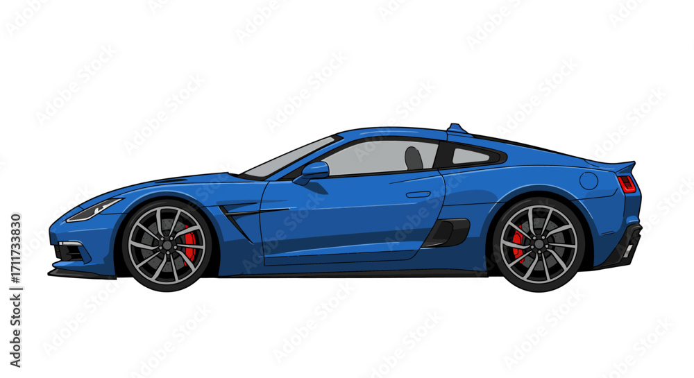 Fototapeta premium Sleek and dynamic blue sports car showcasing a cutting-edge automotive design with powerful lines and high-performance aesthetics, perfect for speed enthusiasts