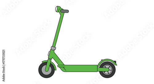 Vibrant green electric scooter illustration design, capturing the essence of modern urban commuting and eco-conscious travel