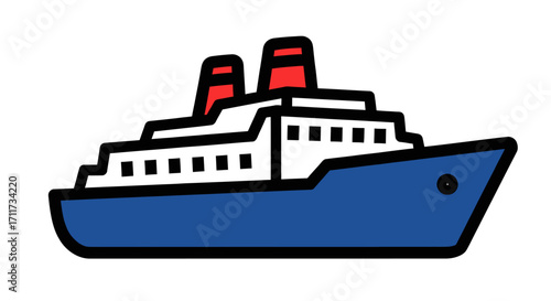 Cruise ship design illustration A bold, minimalist graphic for travel and vacation concepts