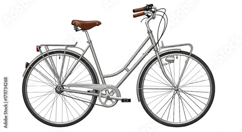 Elegant and functional urban bicycle design, perfect for city commutes and leisurely rides, showcasing a classic frame with modern details for comfortable and sustainable transportation