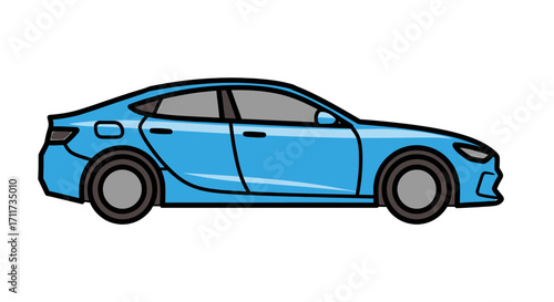 Blue sedan design illustration - a modern transportation concept for travel and automotive design