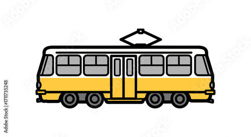 Yellow Tram Design Minimalist Illustration of Urban Transportation