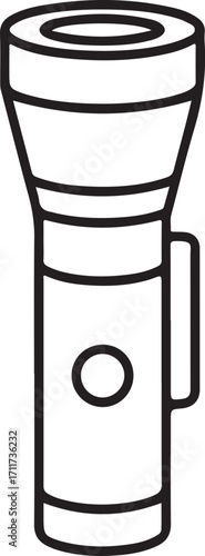 Simple line drawing of a classic flashlight