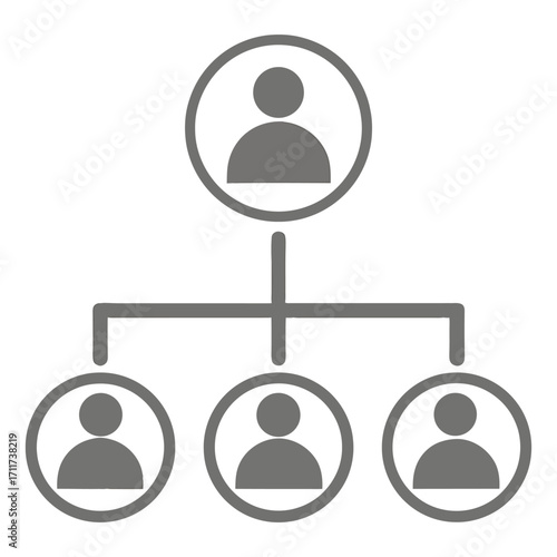 Organizational hierarchy chart simple icon representing team structure and management roles stakeholder icon