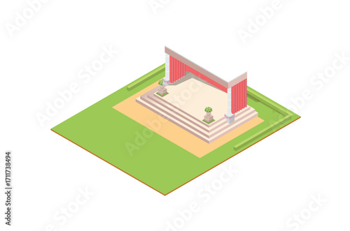 modern isometric illustration of sacred marriage vow altar with flowers, Suitable for Diagrams, Infographics, Game Assets, and Other Graphics