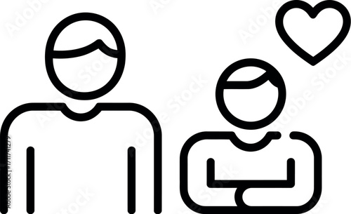 Two stylized people with a heart symbol above, representing love and connection.