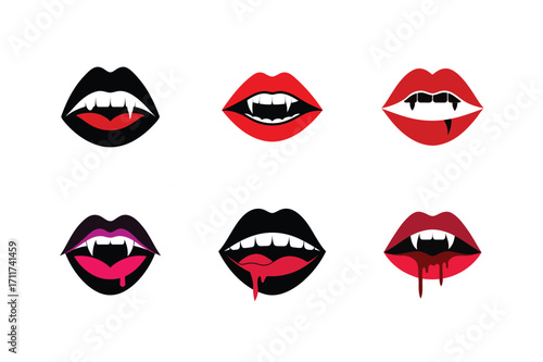set of a haunted lips vector art