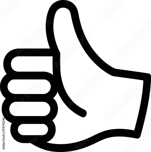 Simple line art hand giving a thumbs up gesture of approval and positivity