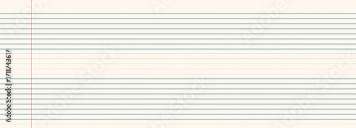 Lined horizontal textured paper. White worksheet with stripes. Blank empty page of binder. Wide line grid backdrop. Vector school notepad cover illustration. Scrapbook stationary.