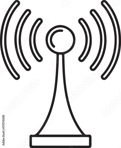 Outline of a radio tower broadcasting signals