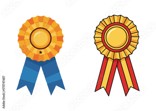 Award ribbon rosettes vector illustration