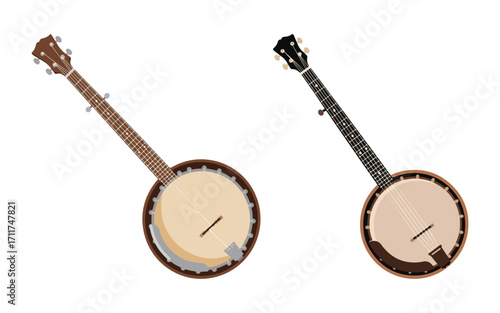 Banjo flat vector illustration. Musical instrument