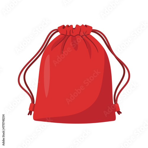 Red drawstring bag vector illustration
