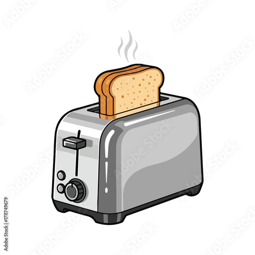 Toaster with hot bread. Vector illustration