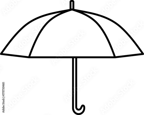 Vector umbrella vector icon illustration, rain protection, weather forecast, monsoon season, open umbrella clipart.Striped beach umbrella icon black and white simple design.Beach umbrella icon