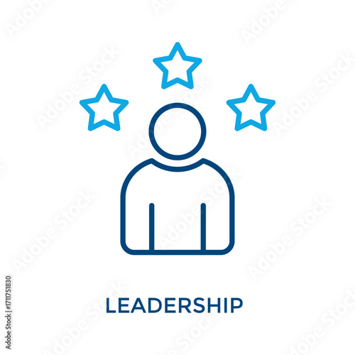 Leadership Icon Outline Color Style. Vector Illustration For Graphic Design
