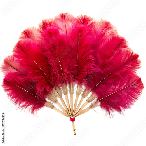 Burlesque feather fan  isolated on white background ,PNG. AI Generated.